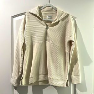 Wonderly Chrome M Half Zip Cream Sweater